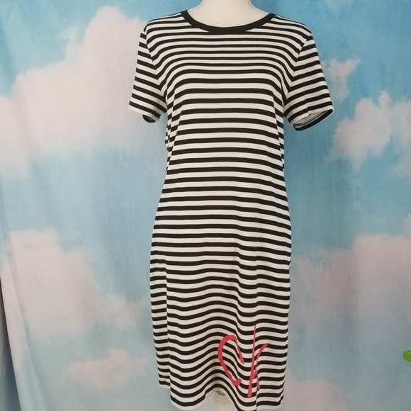 Calvin Klein Dresses & Skirts - Calvin Klein Stripe Tee Dress Logo Front - Medium  NWT